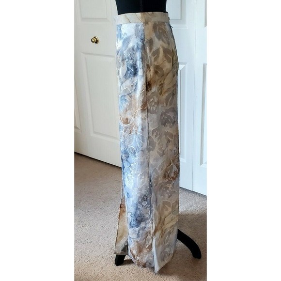 GANTOS Women’s Sz 6 Palazzo Pants Split Wide Leg Double Layered Floral Side Zip - Picture 2 of 6